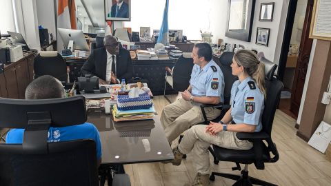 The LAFP trainers in conversation with the Director General of the Ivorian training centers